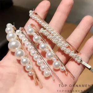 [콩심팥심]예쁜 베이직 여성 진주 일자핀 올데이 집게핀 머리핀