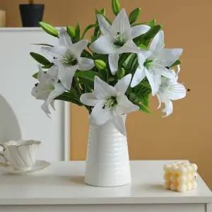 자연스러운 색감 백합꽃 사계절 생화같은 조화 장식 예쁜 꽃한송이 플라워