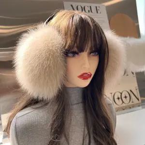 밍크 퍼 부드러운 화이트 방한 토끼털 따뜻 인조 여우털 겨울 귀마개 캠핑용 귀시려움