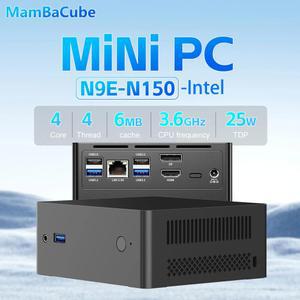 MAMBACUBE N9E 미니 N150 휴대용 컴팩트 WIN11 8GB 256GB INTEL WIFI 512GB 컴퓨터 SSD PC 데스크탑 16GB DDR4