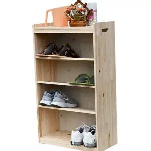원목 4단 신발장 틈새 현관 신발장 수납장 이동식 미니 우드