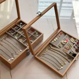 프리미엄 우드 목걸이 보석함 유리 진열 수납 악세서리 대형 목걸이칸박스