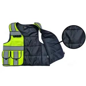 겨울 관리실 순찰 야간 보온 안전조끼 멀티포켓 형광 패딩조끼 커뮤니티센터 경비원 자켓