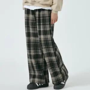 [아이라인키즈] 본딩) 버프 체크 와이드 팬츠