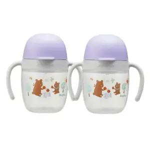 더블하트 유아컵 우유 물 자기주도 드링킹 연습 2개