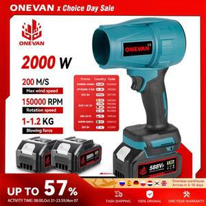 ONEVAN 송풍기 브러시리스 2000W M/S 제트 터보 격렬한 자동차 마키타 18V 배터리용 휴대용 먼지 블로잉 도