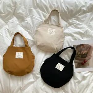 곰돌이하프 타원형 캔버스 에코백 토트백가방 에백 천가방 면가방 캐릭터 캐릭터백 손가방 미니백 캔버스백