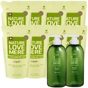 네이쳐러브메레 젖병세정제 액상용기 500ml 2개+액상리필 500ml 8팩, 총 10팩