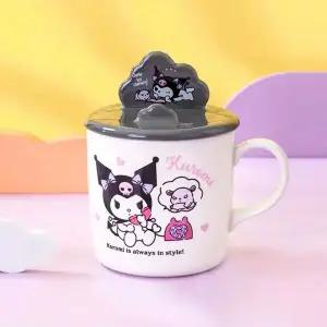 [골드스마일]산리오 쿠로미 뚜껑 거치대 머그컵 400ml