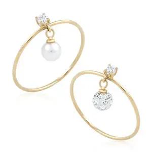 14K GOLD 루루 진주 샤인 볼 레이어드 금 반지