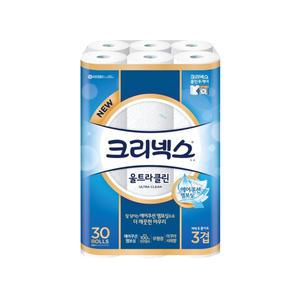 크리넥스 울트라클린 3겹 30롤 1팩 롤휴지 두루마리