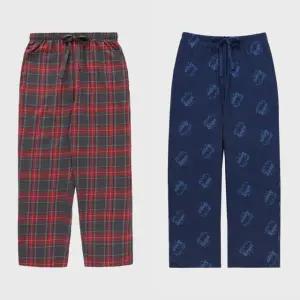 [롯데백화점]예스 네이비 스판기모,그레이체크 면기모 남성 실내복 바지 2종 택1YSMEY852YSMEY856