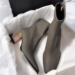 앵클라인 매트 삭스부츠 6.5cm 하이힐 부츠 매티803