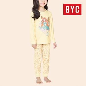 [BYC] 여아동 순면100% 보온 겨울내복 양면내의 상하의세트 CCP6035 옐로우컬러