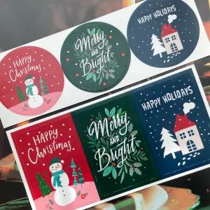 초이스앤코 3색 크리스마스 스티커 90개입 선물 포장 데코 원형 직사각형