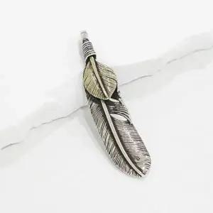 [하프클럽/ ]남자 목걸이 액세서리 실버 깃털 팬던트