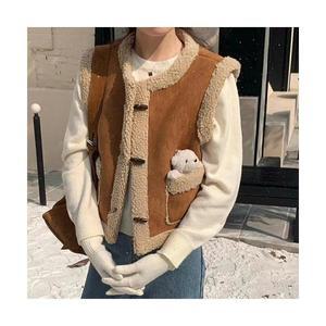 당일？？ 무스탕 양털 크롭 조끼 키작녀 토글 떡볶이 베스트 가을 겨울 레이어드 귀여운 따뜻한 러블리