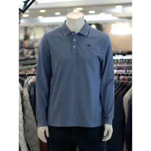 [크로커다일남성]크로커다일 세이브존03 남성 봄 투톤 피케 조직 자카드 긴팔 카라 티셔츠 SAVCDAAATP1702