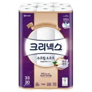 크리넥스 수프림 소프트 3겹 27m 30롤 1팩 (24롤)