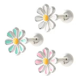 써지컬 스틸 플라워 컬러 꽃 피어싱 한쪽