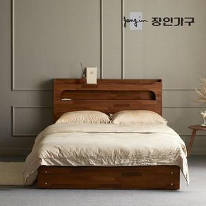 [장인가구]메이비 LED 직선헤드 수납 침대프레임 S +포켓폼매트 (높이230)