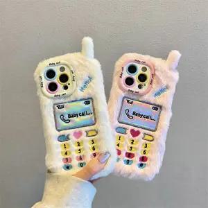 아이폰16 15 14 13 12 프로 맥스 플러스 카메라 거치대 레트로 안테나 폰 나비 캐릭터 자수 겨울 털 케이스