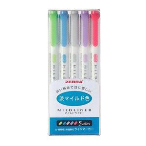 마일드 라이너 NC 제브라 형광펜 양면 5색 트윈 세트
