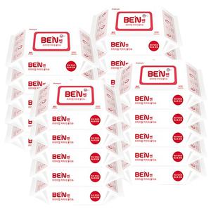 벤 화이트 초순수 저자극 프리미엄 아기 물티슈(평량 75gsm/80장) 20팩