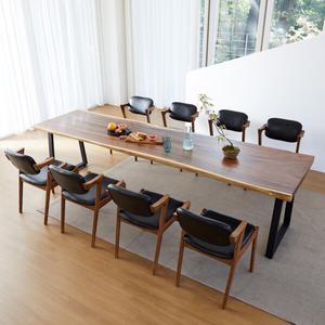 해찬솔 몽키포드 우드슬랩 8인용 통원목 식탁세트A3000_ㅁ형2 (의자8개)/의자포함/대형우드슬랩/카페테이블