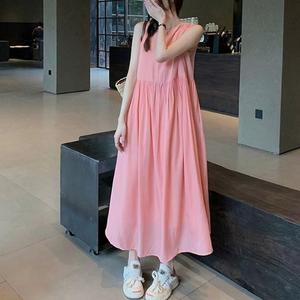 고품질 데일리 민소매 원피스룩 리본 나시롱 여성롱 여름휴가 휴양지원피스룩 나시롱원피스 (WFHO86F)