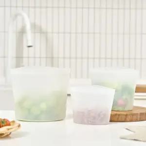 바겐슈타이거 실리콘 지퍼백 3p세트 밀프랩 전자렌지 찜기 (4color)