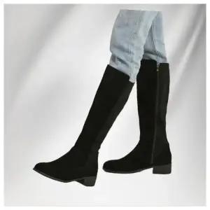 여성 소가죽 스웨이드 스판 롱 부츠 BK - 3FN241 871861 허시파피
