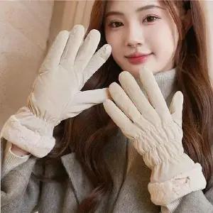 [다잇템]여성 애나멜 패딩 보온 잔주름 클래식 장갑_P389093862