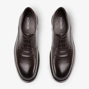 보닌 천연소가죽 발편한 스판 스트링 볼륨 광폭 사피아노더비 구두HD034DBR