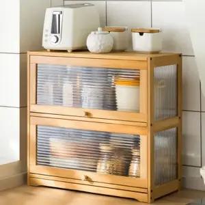 주방 그릇 정리 플립도어 원목 미니 수납장 2단 대형 주방선반 그릇장 접시정리대 부엌수납장