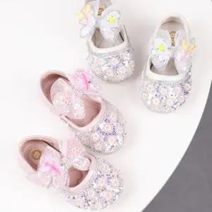 푹신하고 화사한 보석 플라워 아기 유아 공주 구두 (130-150)