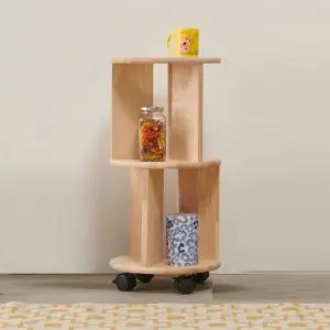 [우아미가구]라리 고무나무 원목 2단 이동식 수납선반