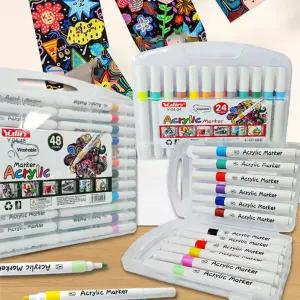 아크릴마카 12색 18색 24색 36색 세트 유리 도자기 플라스틱 캔버스 목재 섬유 불투명 마카펜