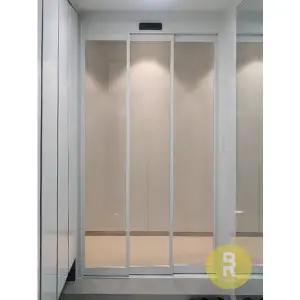 [바른도어]01번 자동문 초슬림3연동중문 화이트 브론즈강화유리(컬러디자인변경가능)