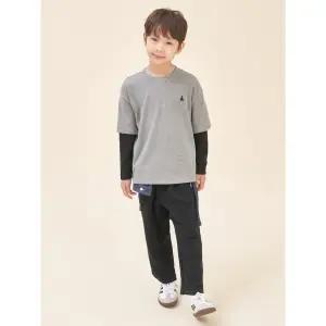 [BEANPOLE KIDS] 그래픽 레이어드 긴소매 티셔츠  그레이 (BI5941U033)