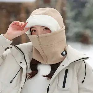 여성 4in1 지퍼형 마스크 목도리 360도 방한 겨울모자