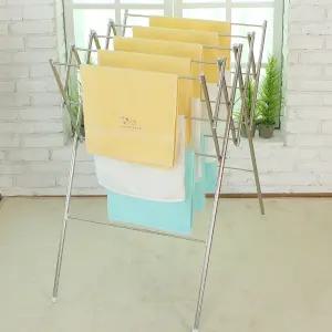 W형 빨래건조대 5단 / 접이식 이불 수건 베란다 빨래걸이