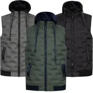 [디바옴므]겨울 후드 탈부착 심리스 경량 패딩 집업 조끼 하이넥