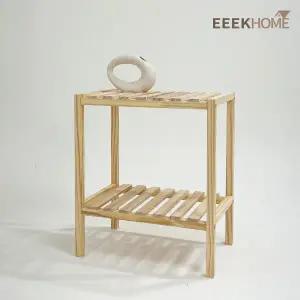 이크홈 순수 원목 2단 다용도 수납선반장 400 협탁테이블