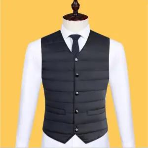 가을 겨울 다운 코튼 남성 코트 조끼 버튼 가디건 두꺼운 솔리드 v 넥 캐주얼 다용도 민소매 자켓