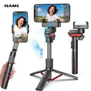 QAML C10 셀카봉 삼각대 & 짐벌 360도 회전 ° 얼굴 추적. 리모컨 포함 라이브 스트리밍 및 모든 스마트폰