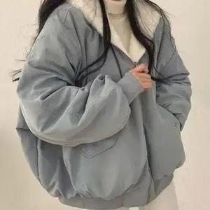 여성 양면 항공 점퍼 겨울 후리스 양털 여성 리버서블 항공 점퍼 패딩 잠바