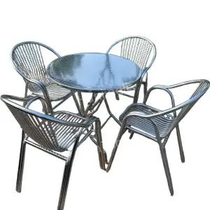 카페 테라스 철제 알루미늄 원형 탁자 의 야외테이블세트
