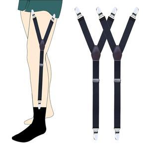 케도페 남성 셔츠, 군용 조절 가능한 신축성 가터 스트랩 양말 미끄럼 방지 클램프 유지