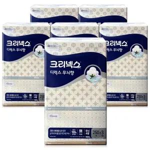 크리넥스 각티슈 디럭스 무늬향 250매 3개입X6개 (총18각) 미용티슈